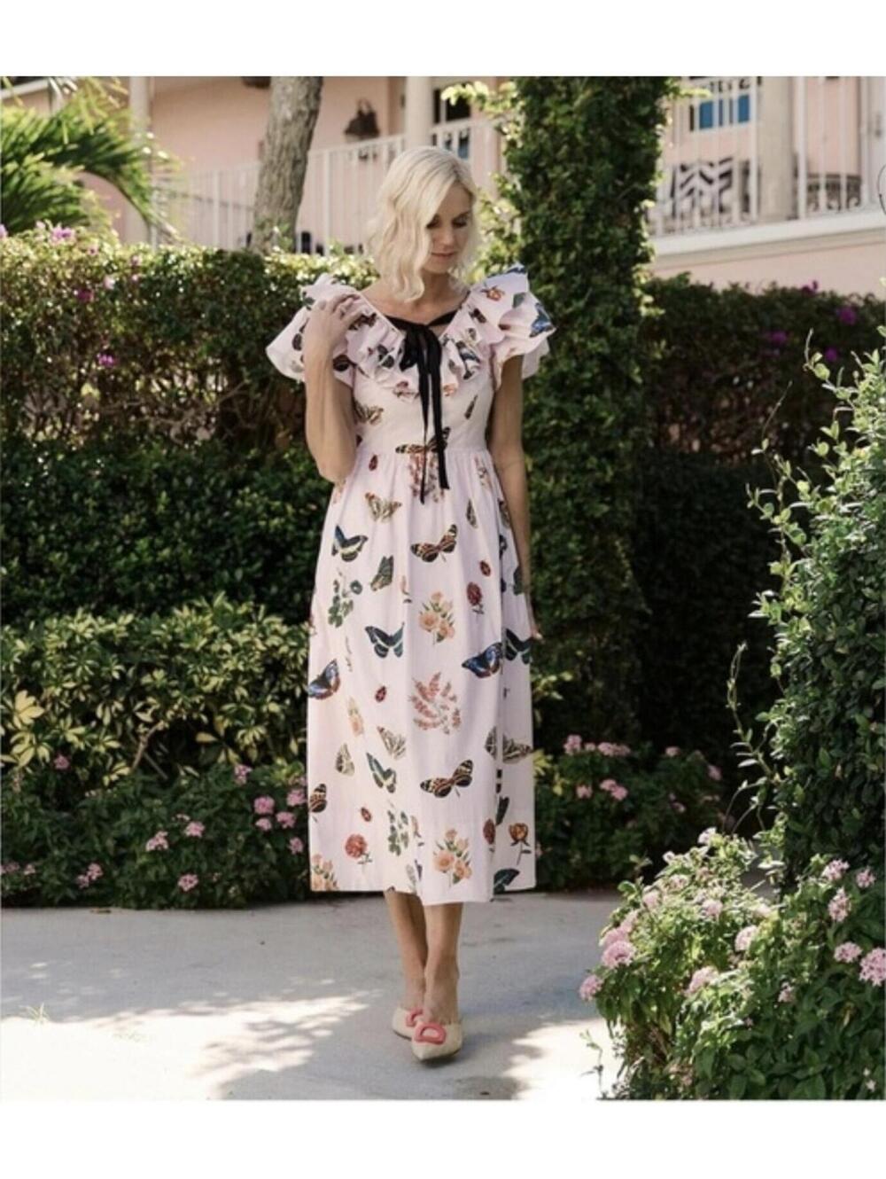 ANTONIO MELANI Jennifer Sumko Maxi Dress Butterfly print Size 0